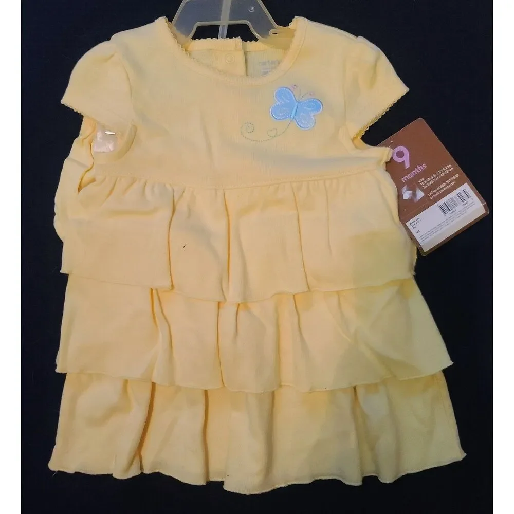 Carters‎ Baby Girl Yellow Butterfly Tiered Dress Bloomers 2 Piece Set 9 Months